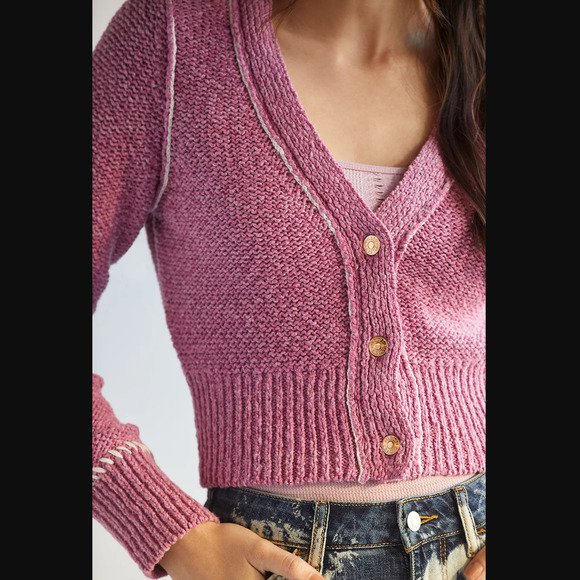Anthropologie Pilcro Icon Pink Women's Cardigan - New Size Small - Picture 2 of 6